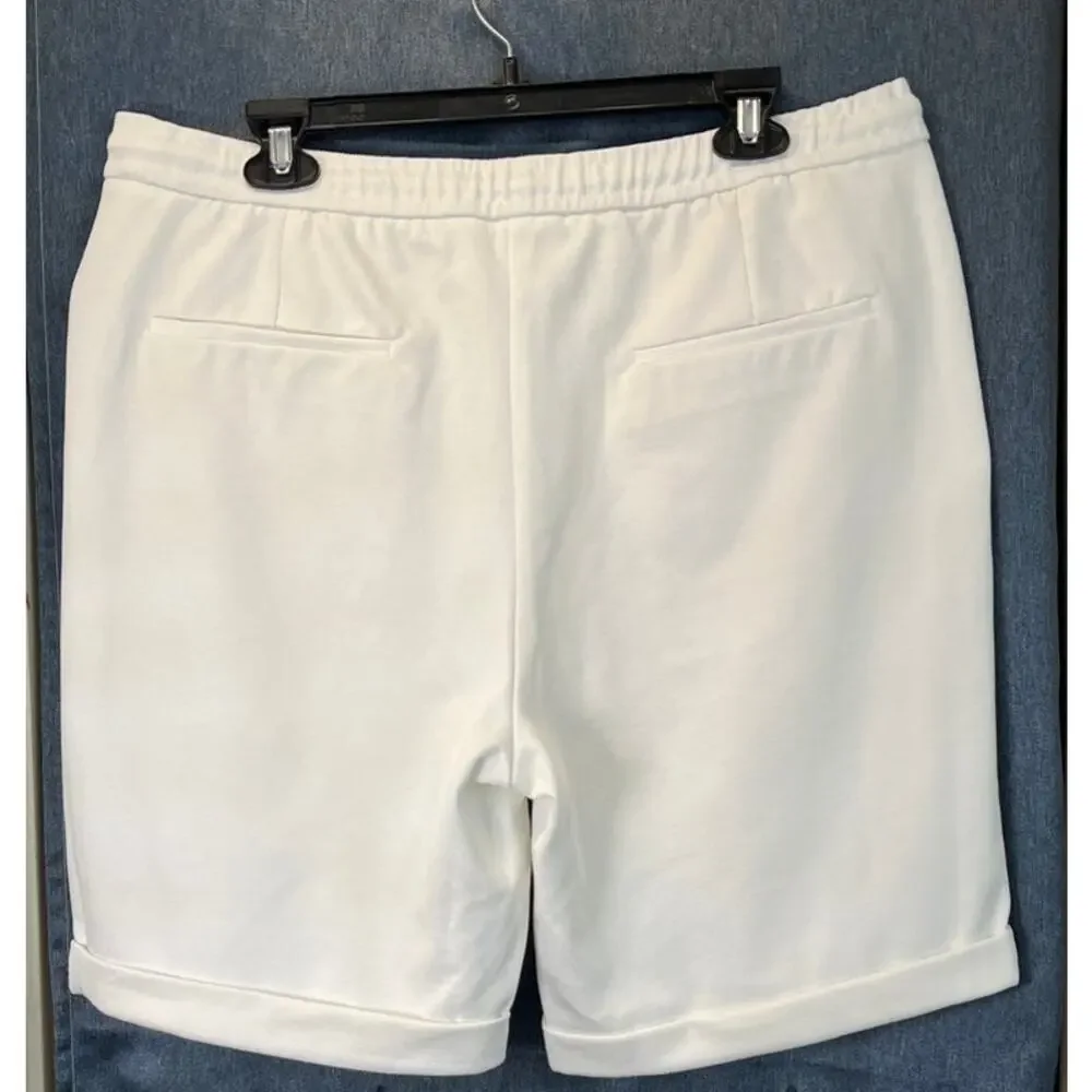 Zara Mens XL Inseam 8 White Pullon Shorts Pockets Vacation/Summer Casual Preppy